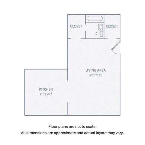 Floor plan for studio, 1 bath, 420 sqft